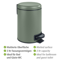 Wenko Leman 3L Pedal Bin - Dark Green -Victorian Plumbing Shop 24636100