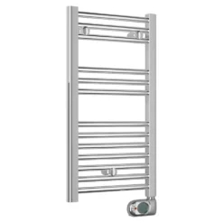 E-Diamond Electric Only Heated Towel Rail W. Digital Thermostat - W400mm X H720mm - Chrome - Straight