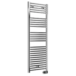 E-Diamond Electric Only Heated Towel Rail W. Digital Thermostat - W480mm X H1375mm - Chrome - Straight -Victorian Plumbing Shop 388535l