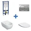 Geberit Rimless 4-in-1 Pack, Frame + Flush Plate + Pan & Soft Close Seat -Victorian Plumbing Shop 458.041.21.2