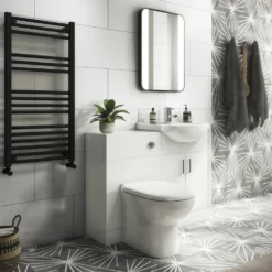 Toreno Heated Towel Rail – Matt Black – 500 X 1000mm – Straight Bars -Victorian Plumbing Shop 510bs d1