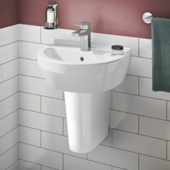 VitrA S50 4-Piece Bathroom Suite (BTW Toilet + 450mm Semi Pedestal Basin) -Victorian Plumbing Shop 5300 5315 1