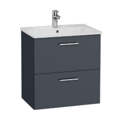 VitrA Evi Complete Wall Hung Bathroom Suite (Toilet, WC Frame + 600mm Anthracite Vanity Unit) -Victorian Plumbing Shop 67716