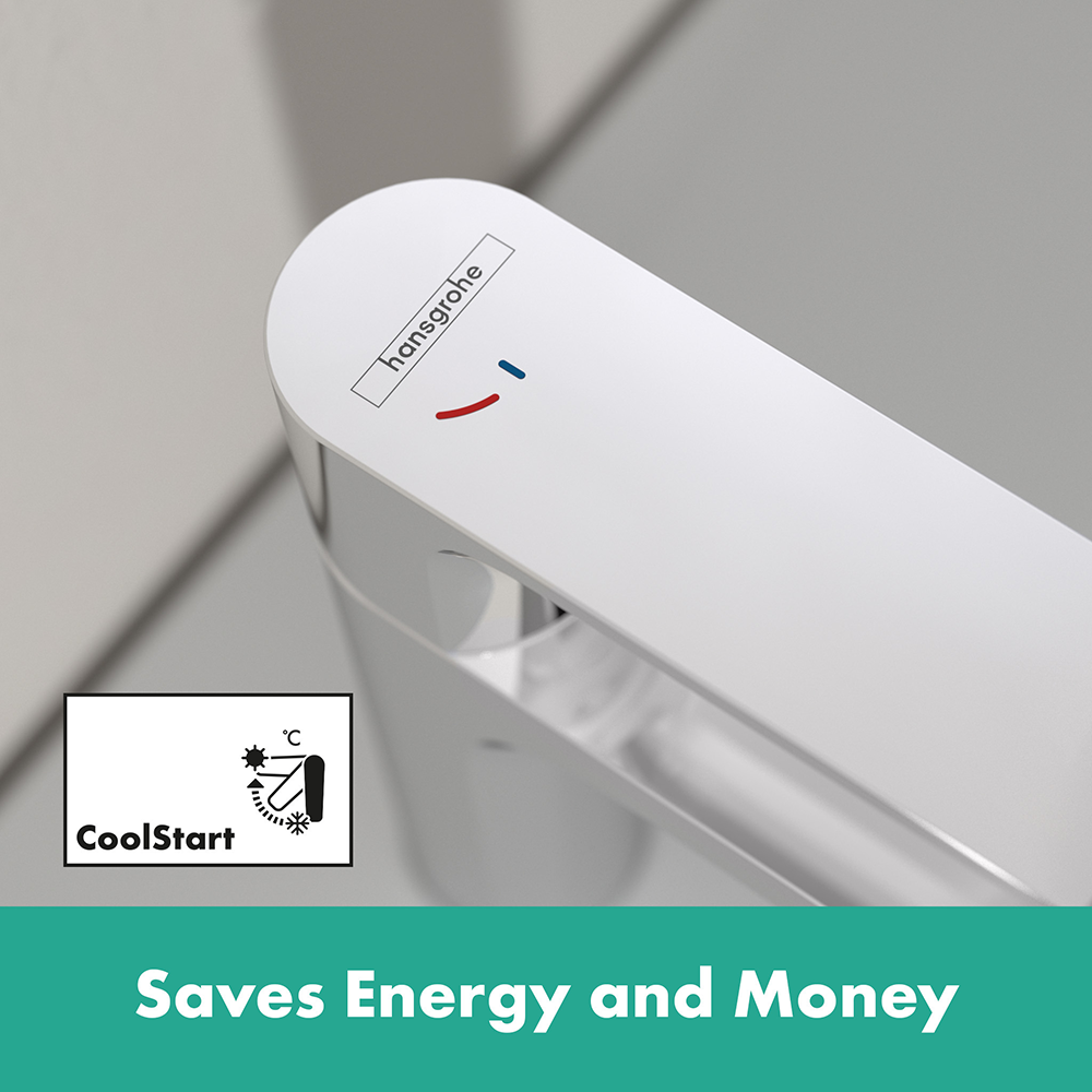 Hansgrohe Rebris S CoolStart Single Lever Basin Mixer 110 With Pop-up Waste - Chrome 9 Hansgrohe Rebris S CoolStart Single Lever Basin Mixer 110 With Pop-up Waste - Chrome - Image 7