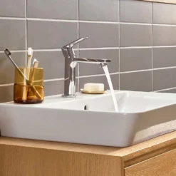 Hansgrohe Rebris E CoolStart Single Lever Basin Mixer 110 With Pop-up Waste - Chrome -Victorian Plumbing Shop 72559000 d2a