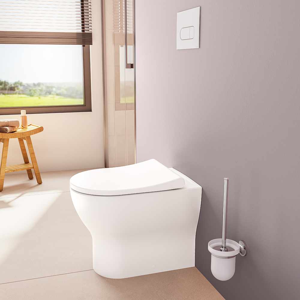 VitrA Evi Round Rimless Back-to-Wall Toilet With Soft-Close Seat 12 VitrA Evi Round Rimless Back-to-Wall Toilet With Soft-Close Seat - Image 10