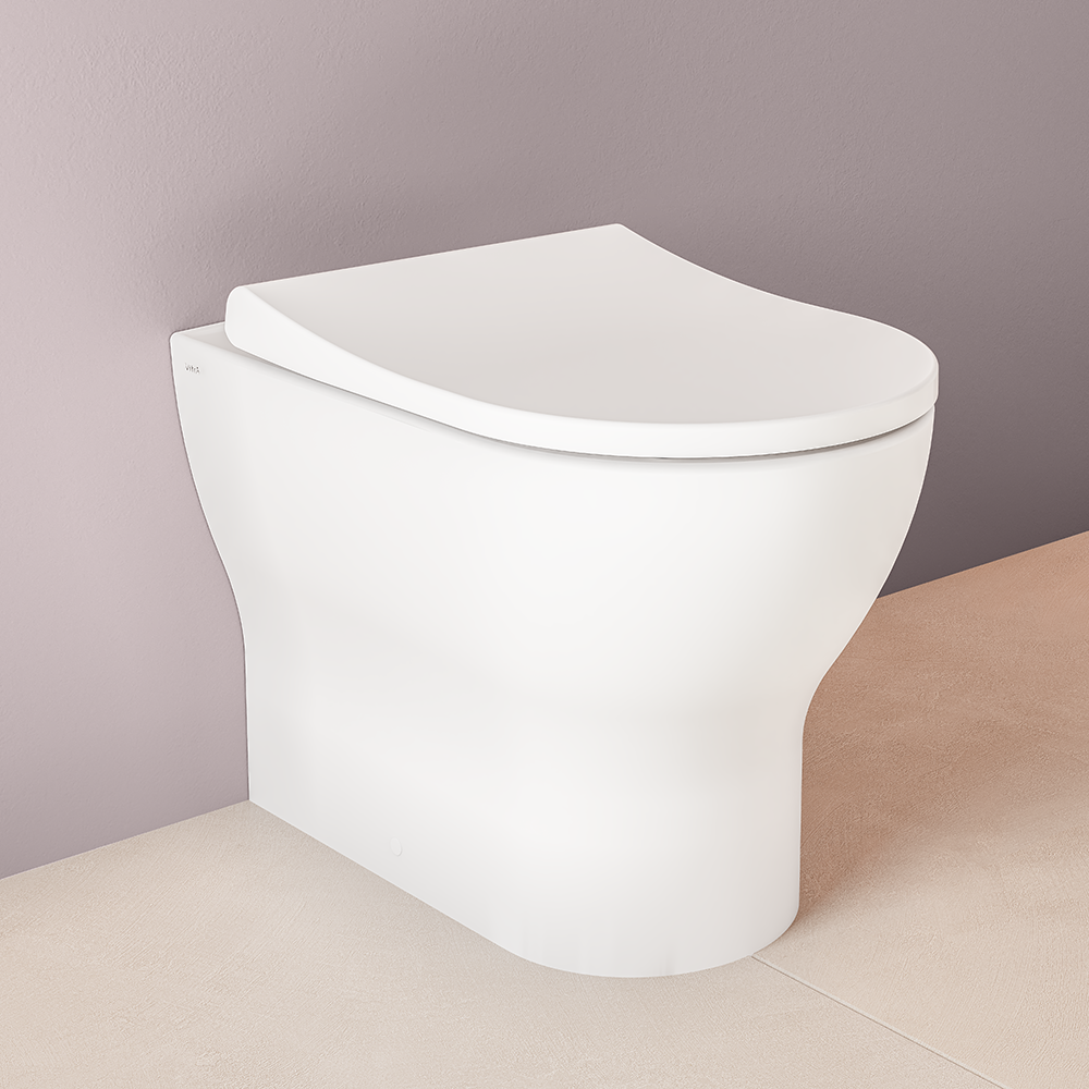 VitrA Evi Round Rimless Back-to-Wall Toilet With Soft-Close Seat 6 VitrA Evi Round Rimless Back-to-Wall Toilet With Soft-Close Seat - Image 4