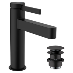 Hansgrohe Finoris Single Lever Basin Mixer 110 With Push-Open Waste - Matt Black 10 Hansgrohe Finoris Single Lever Basin Mixer 110 With Push-Open Waste - Matt Black -Victorian Plumbing Shop 76023670 1