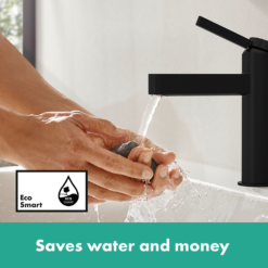 Hansgrohe Finoris Single Lever Basin Mixer 110 With Push-Open Waste - Matt Black 8 Hansgrohe Finoris Single Lever Basin Mixer 110 With Push-Open Waste - Matt Black -Victorian Plumbing Shop 76023670 4