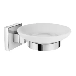 Milan Glass Soap Dish With Chrome Holder