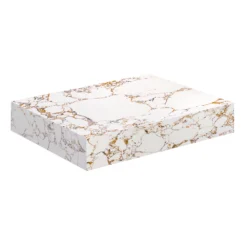 Arezzo Iconic Marble Floating Basin Shelf (White & Gold - 600 X 400mm) -Victorian Plumbing Shop arzismwt60wgs l2