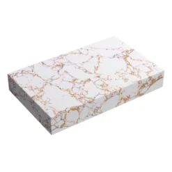 Arezzo Iconic Marble Floating Basin Shelf (White & Gold - 600 X 400mm) -Victorian Plumbing Shop arzismwt60wgs l3