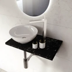 Arezzo Marble Floating Basin Shelf (Black Carrara - 500mm Wide) 8 Arezzo Marble Floating Basin Shelf (Black Carrara - 500mm Wide) -Victorian Plumbing Shop arzmwtblk5 d1a
