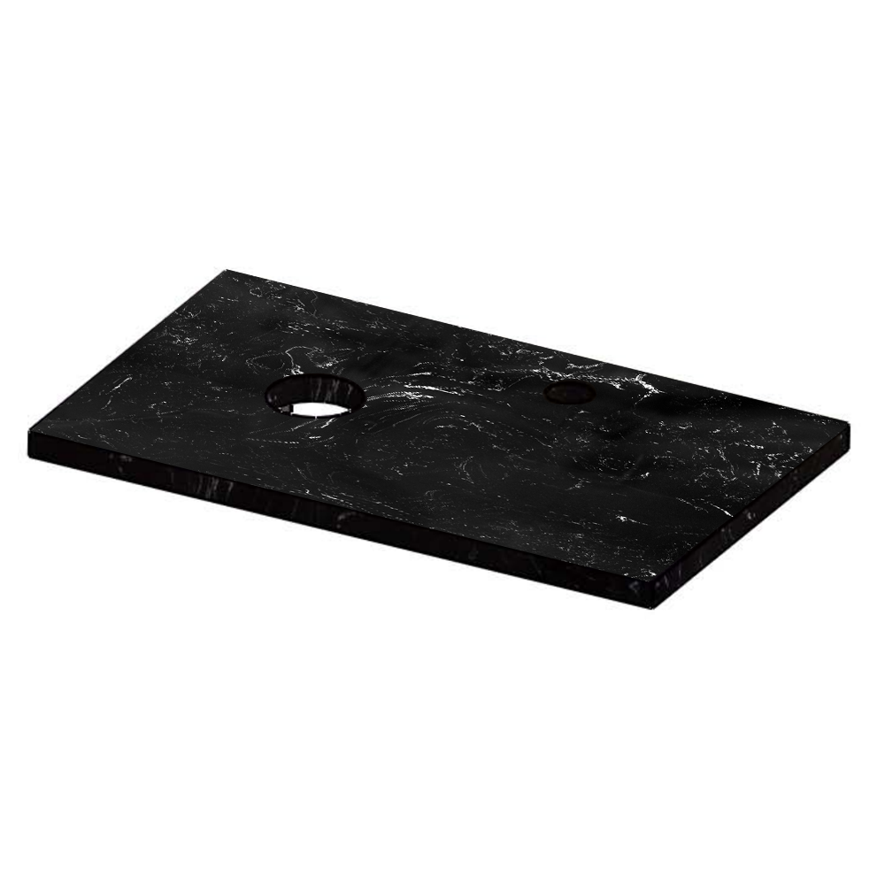 Arezzo Marble Floating Basin Shelf (Black Carrara - 500mm Wide) 4 Arezzo Marble Floating Basin Shelf (Black Carrara - 500mm Wide) - Image 2