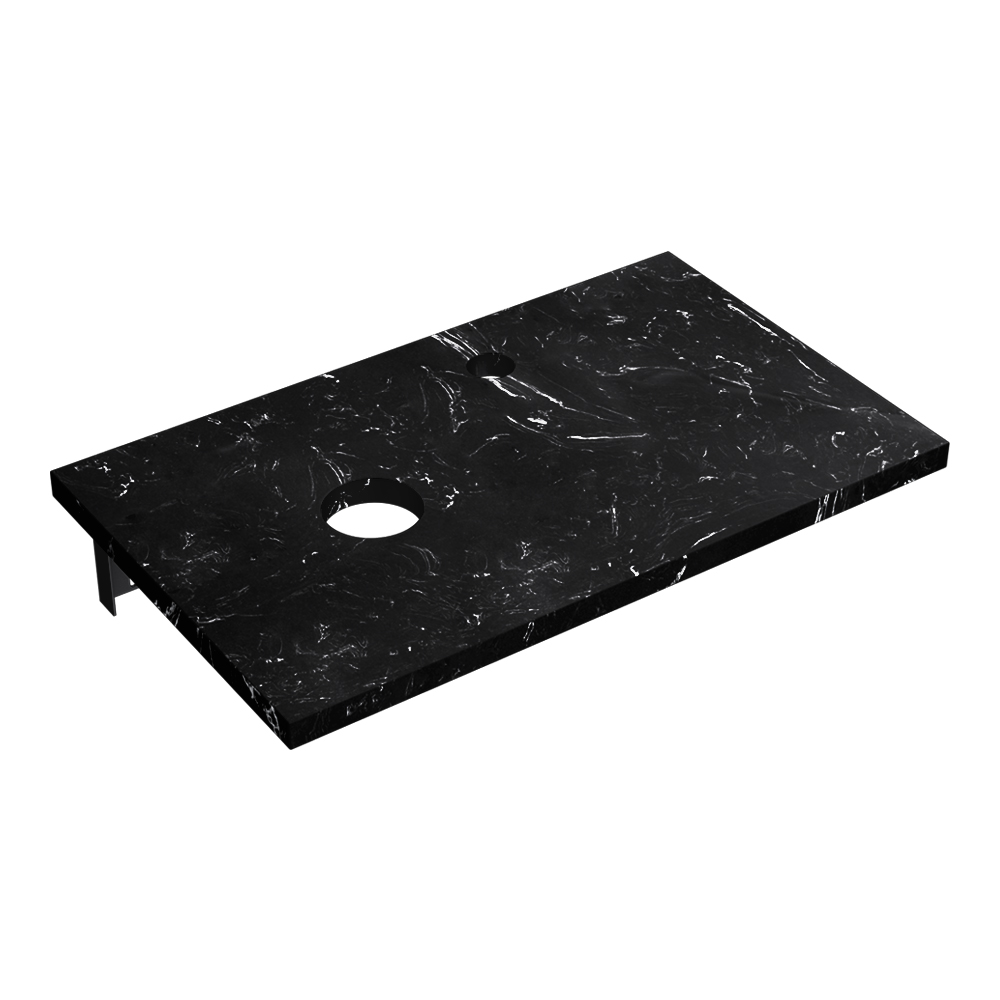 Arezzo Marble Floating Basin Shelf (Black Carrara - 500mm Wide) 6 Arezzo Marble Floating Basin Shelf (Black Carrara - 500mm Wide) - Image 4