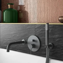 Arezzo Matt Black Wall Mounted Bath Spout -Victorian Plumbing Shop az140mb d2