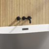 Arezzo Fluted Round Matt Black Wall Mounted (3TH) Bath Filler Tap -Victorian Plumbing Shop az1wtmbf d2b