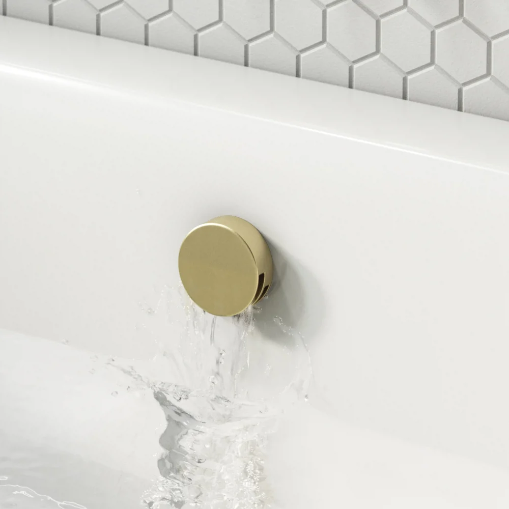 Arezzo Brushed Brass Round Slimline Freeflow Bath Filler Waste And Overflow 4 Arezzo Brushed Brass Round Slimline Freeflow Bath Filler Waste And Overflow - Image 2