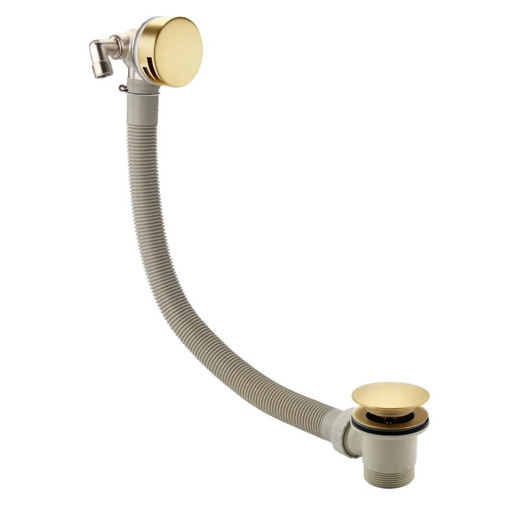 Arezzo Brushed Brass Round Slimline Freeflow Bath Filler Waste And Overflow 3 Arezzo Brushed Brass Round Slimline Freeflow Bath Filler Waste And Overflow