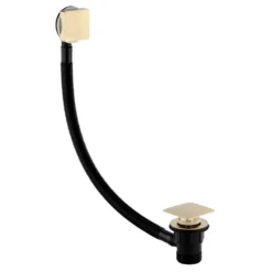 Arezzo Square Brushed Brass Easy Clean Click Clack Bath Waste With Overflow