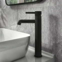 Arezzo Fluted Round Matt Black High Rise Mono Basin Mixer Tap 13 Arezzo Fluted Round Matt Black High Rise Mono Basin Mixer Tap -Victorian Plumbing Shop az2ltmbf nd3