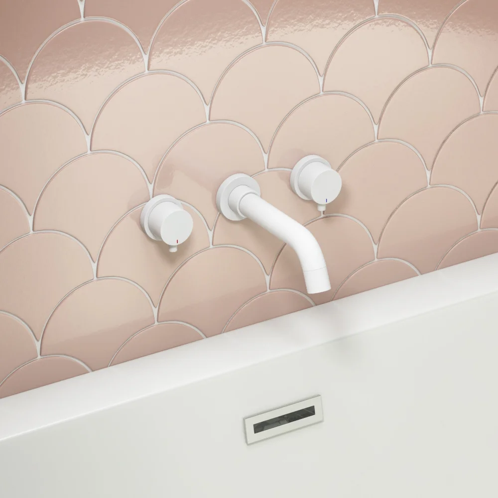 Arezzo Round Matt White Wall Mounted (3TH) Bath Filler Tap 5 Arezzo Round Matt White Wall Mounted (3TH) Bath Filler Tap - Image 3