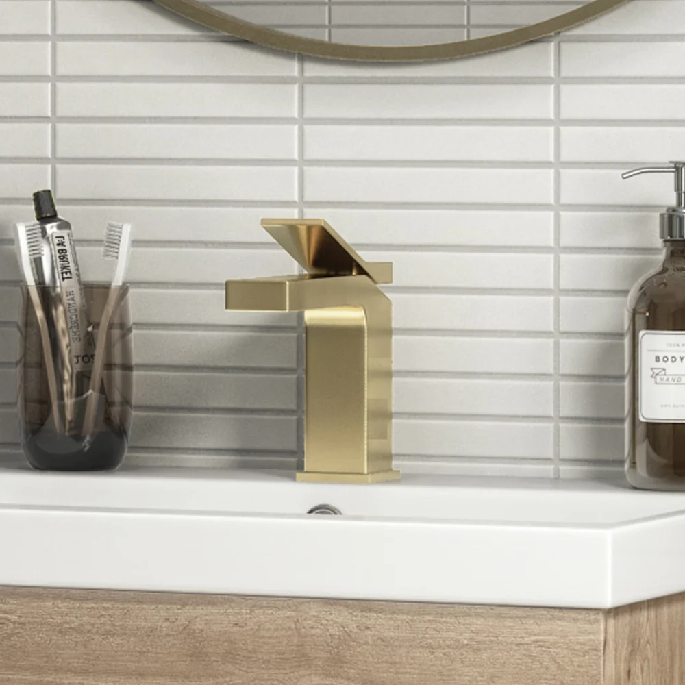 Arezzo Leva Mono Basin Mixer Tap Brushed Brass 4 Arezzo Leva Mono Basin Mixer Tap Brushed Brass - Image 2