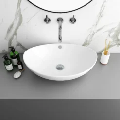 Arezzo Stone Resin Floating Basin Shelf Incl. Oval Basin - 600mm Wide 12 Arezzo Stone Resin Floating Basin Shelf Incl. Oval Basin - 600mm Wide -Victorian Plumbing Shop az6mwslfb1 d1