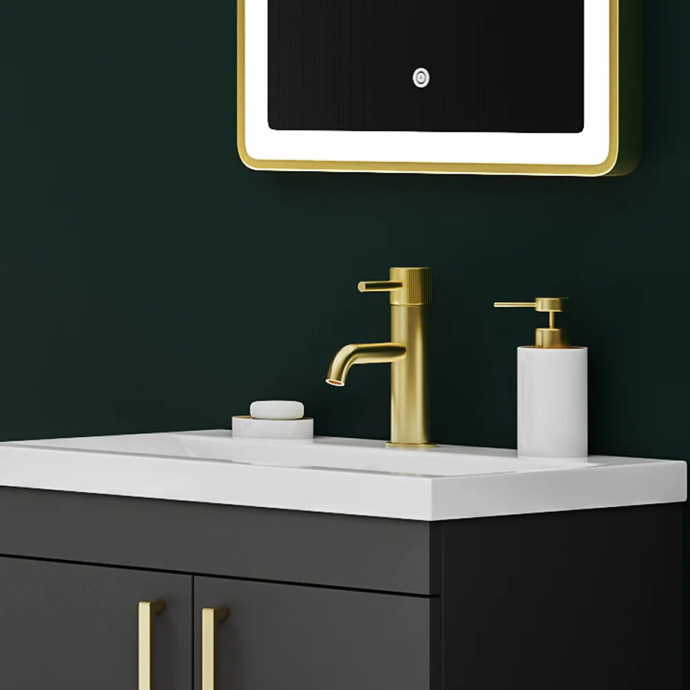 Arezzo Fluted Round Brushed Brass Basin Mono Mixer 7 Arezzo Fluted Round Brushed Brass Basin Mono Mixer - Image 5