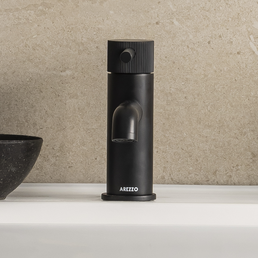 Arezzo Fluted Round Matt Black Basin Mono Mixer 7 Arezzo Fluted Round Matt Black Basin Mono Mixer - Image 5