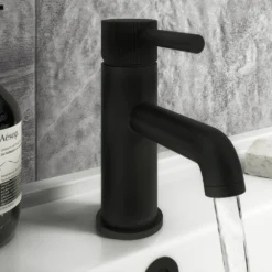 Arezzo Fluted Round Matt Black Basin Mono Mixer 13 Arezzo Fluted Round Matt Black Basin Mono Mixer -Victorian Plumbing Shop az8tmbflrg