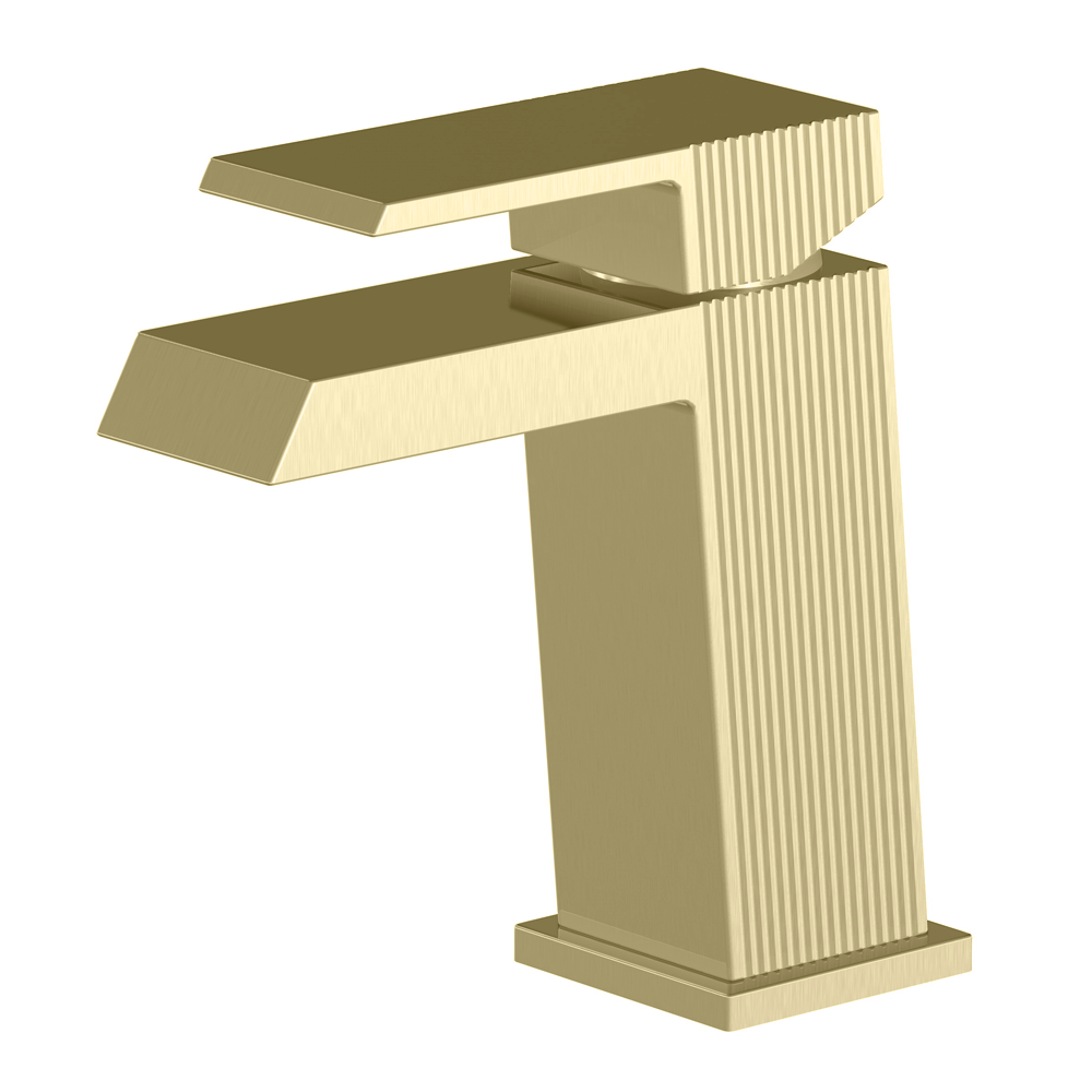 Arezzo Fluted Square Brushed Brass Basin Mono Mixer 5 Arezzo Fluted Square Brushed Brass Basin Mono Mixer - Image 3