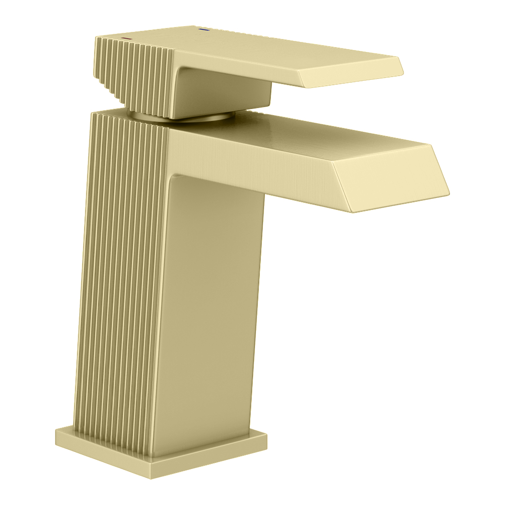 Arezzo Fluted Square Brushed Brass Basin Mono Mixer 3 Arezzo Fluted Square Brushed Brass Basin Mono Mixer