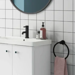 Arezzo Matt Black Round Towel Ring