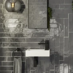 Arezzo Matt Black Round Towel Ring -Victorian Plumbing Shop azb313d4