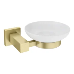 Arezzo Brushed Brass Wall Mounted Soap Dish & Square Holder -Victorian Plumbing Shop azbb34 d2