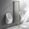 Arezzo Fluted Glass Brushed Brass Framed Urinal Partition -Victorian Plumbing Shop azbbfp1l
