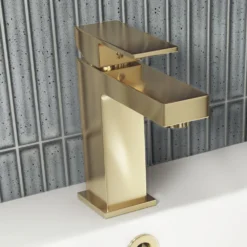 Arezzo Square Brushed Brass Mono Basin Mixer Tap