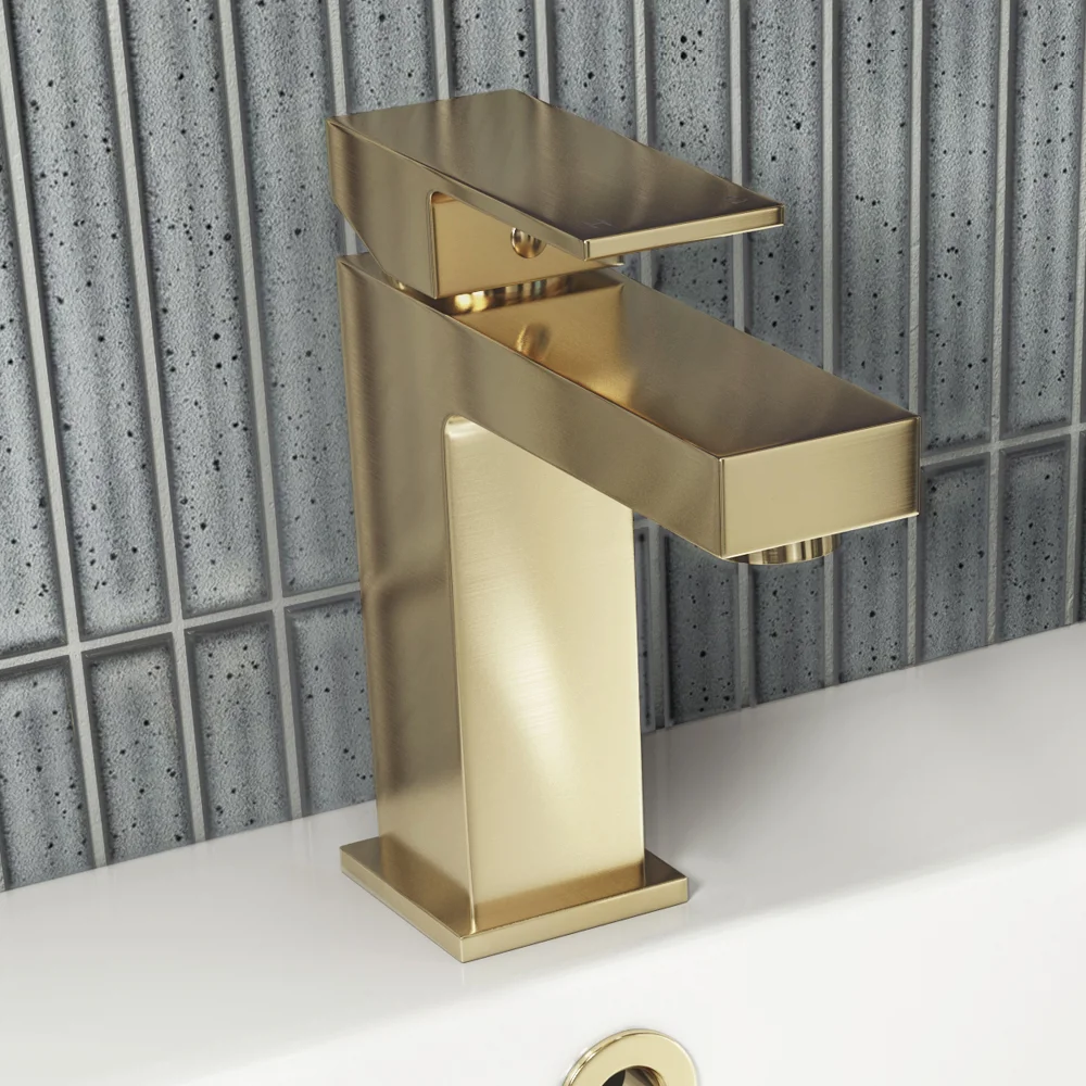 Arezzo Square Brushed Brass Mono Basin Mixer Tap 3 Arezzo Square Brushed Brass Mono Basin Mixer Tap