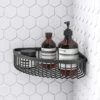 Arezzo Matt Black Wire Corner Shower Basket 1 Arezzo Matt Black Wire Corner Shower Basket -Victorian Plumbing Shop azblk27 n l