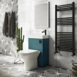 Arezzo Matt Teal Green 2-In-1 Wash Basin & Toilet (500mm Wide X 300mm) Incl. Black Flush -Victorian Plumbing Shop azcombwcgnb l
