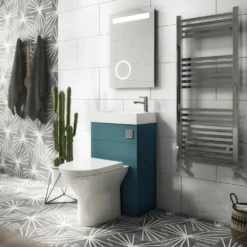 Arezzo Matt Teal Green 2-In-1 Wash Basin & Toilet (500mm Wide X 300mm) Incl. Chrome Flush -Victorian Plumbing Shop azcombwcgncl