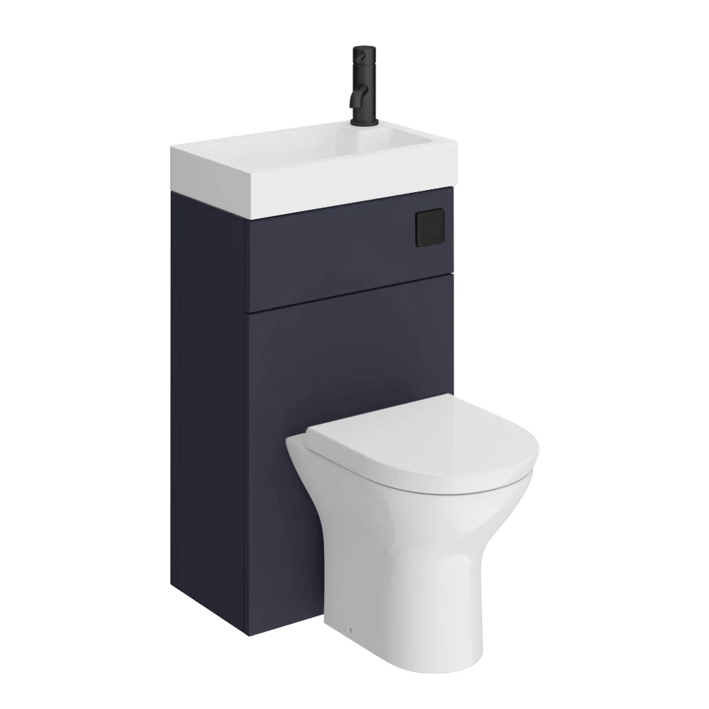 Arezzo Matt Blue 2-In-1 Wash Basin & Toilet (500mm Wide X 300mm) Incl. Black Flush 4 Arezzo Matt Blue 2-In-1 Wash Basin & Toilet (500mm Wide X 300mm) Incl. Black Flush - Image 2