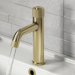 Arezzo Brushed Brass Industrial Style 1-Touch Basin Tap -Victorian Plumbing Shop azis1tbb n l