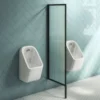 Arezzo Fluted Glass Matt Black Framed Urinal Partition 1 Arezzo Fluted Glass Matt Black Framed Urinal Partition -Victorian Plumbing Shop azmbfp1 lrg