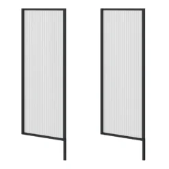 2 X Arezzo Fluted Glass Matt Black Framed Urinal Partitions -Victorian Plumbing Shop azmbfp2 d2