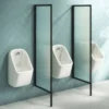 2 X Arezzo Fluted Glass Matt Black Framed Urinal Partitions -Victorian Plumbing Shop azmbfp2 l