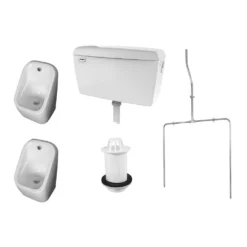 Arezzo Concealed Urinal Pack With 2 X Urinal Bowls + Matt Black Frame Glass Partition 11 Arezzo Concealed Urinal Pack With 2 X Urinal Bowls + Matt Black Frame Glass Partition -Victorian Plumbing Shop azpak2mb d3