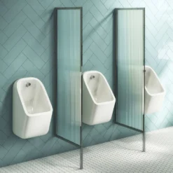 Arezzo Concealed Urinal Pack With 3 X Urinal Bowls + 2 X Chrome Frame Glass Partitions -Victorian Plumbing Shop azpak3ch l