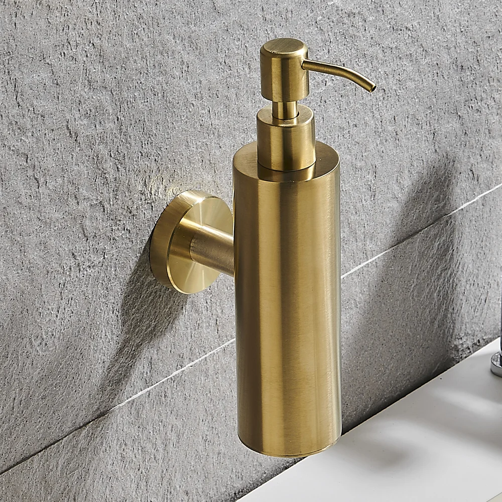 Arezzo Brushed Brass Round Wall Mounted Soap Dispenser 7 Arezzo Brushed Brass Round Wall Mounted Soap Dispenser - Image 5